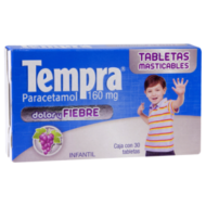 TEMPRA INFANTIL MASTICABLES SABOR UVA - Farmacia Mexicana Buena Salud